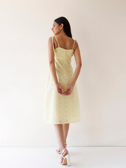 Forsythia Yellow Cotton Schiffli Dress