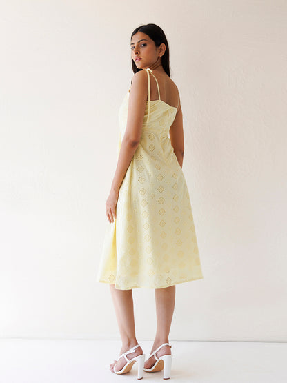 Forsythia Yellow Cotton Schiffli Dress
