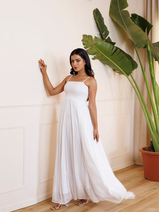 Snowball White Chiffon Dress