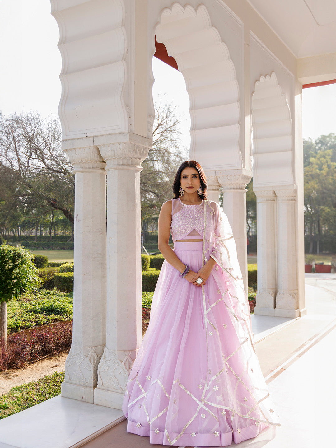 Petal Purple Organza Lehenga Set