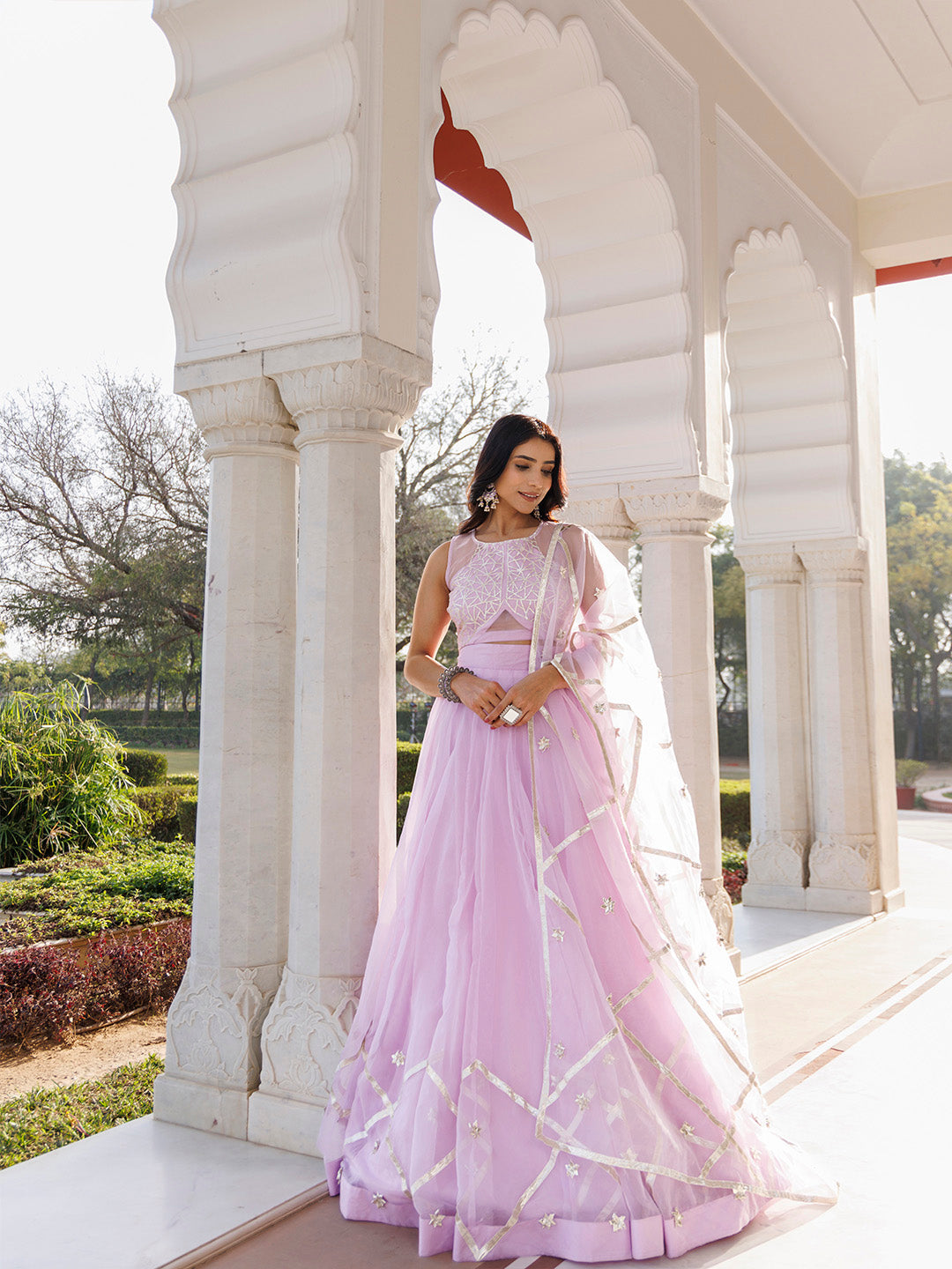 Petal Purple Organza Lehenga Set