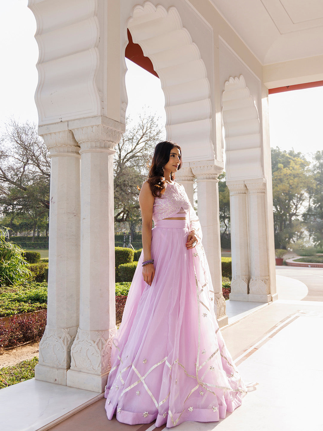 Petal Purple Organza Lehenga Set