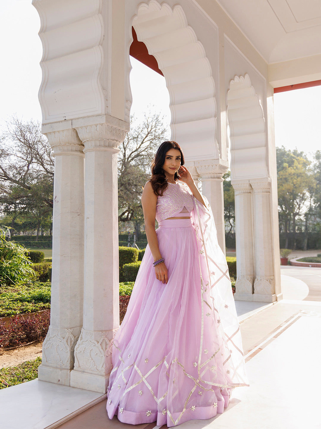 Petal Purple Organza Lehenga Set