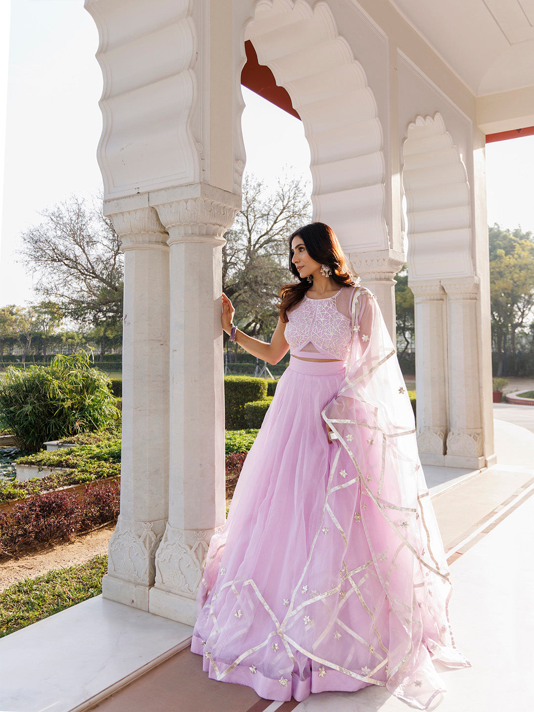 Petal Purple Organza Lehenga Set