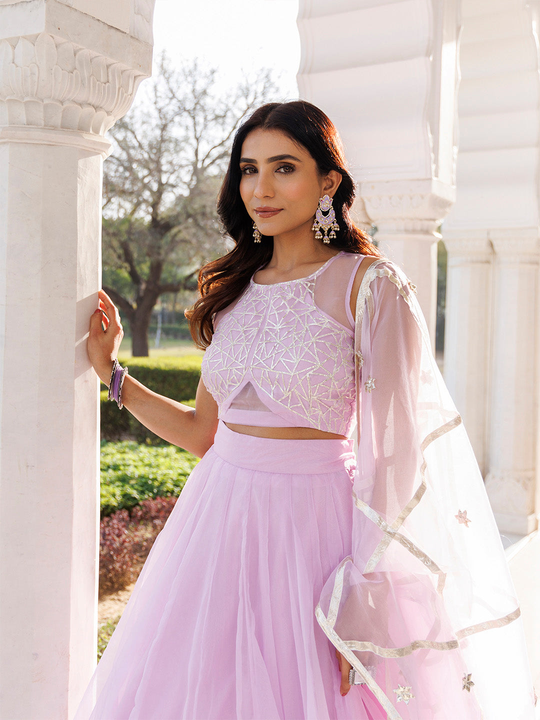 Petal Purple Organza Lehenga Set