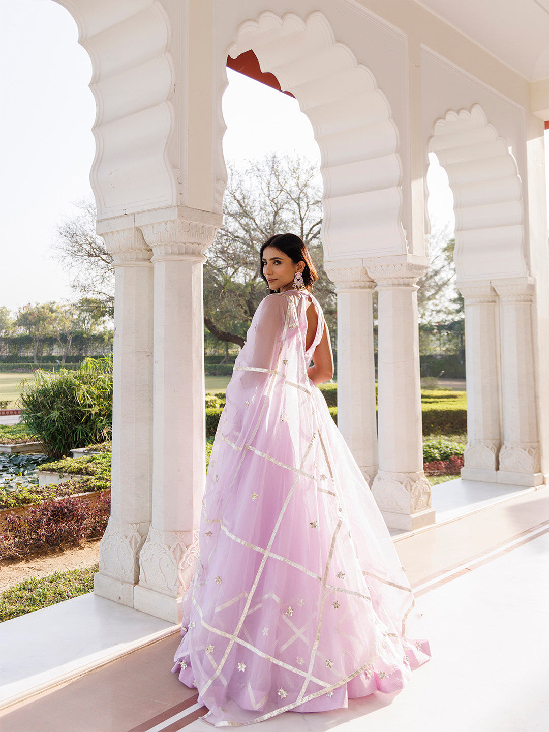 Petal Purple Organza Lehenga Set