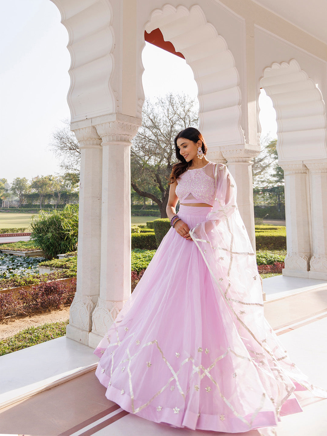 Petal Purple Organza Lehenga Set