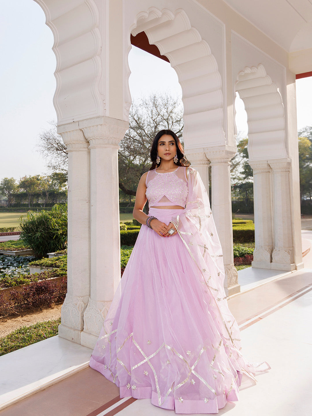 Petal Purple Organza Lehenga Set