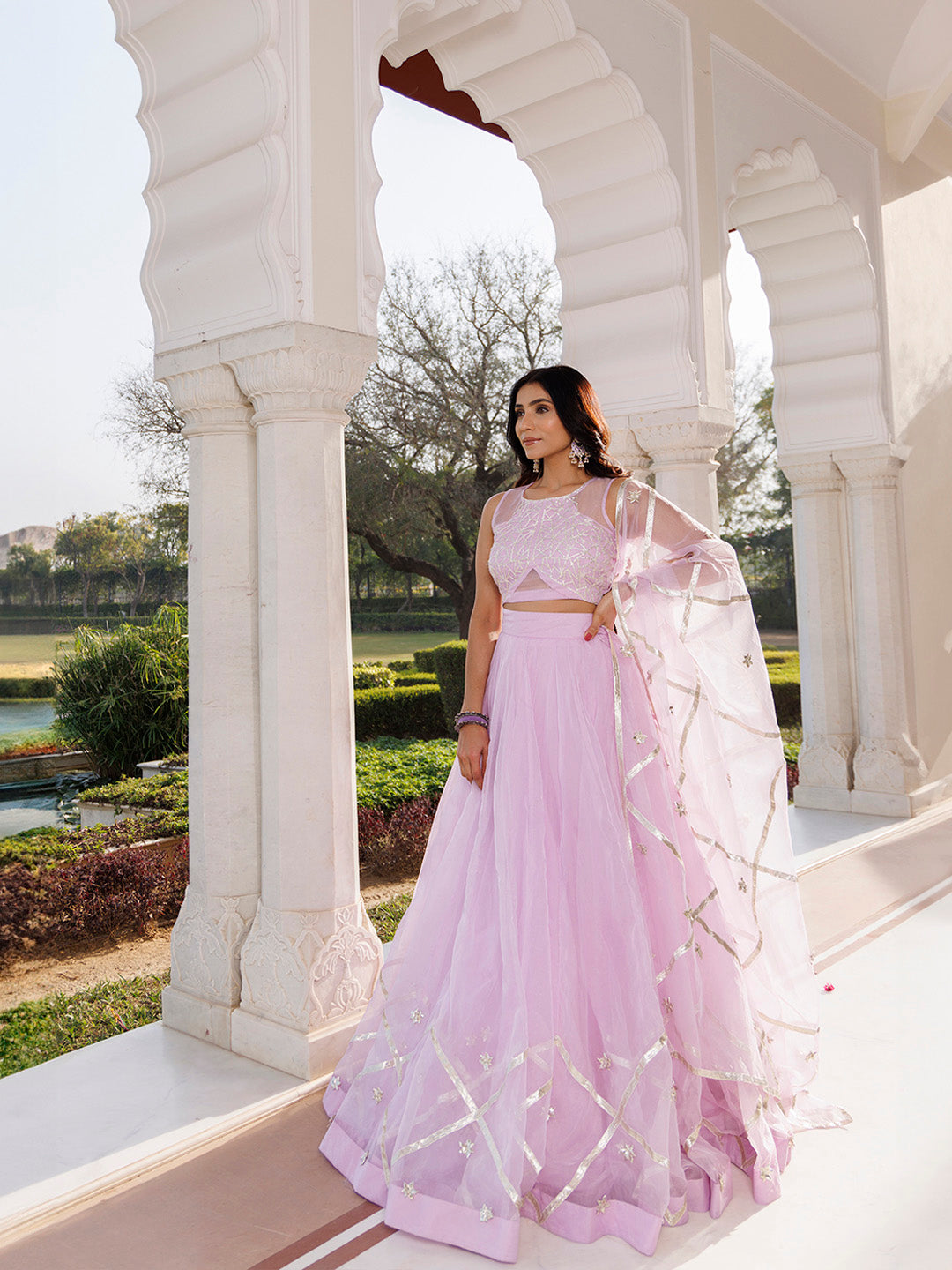 Petal Purple Organza Lehenga Set