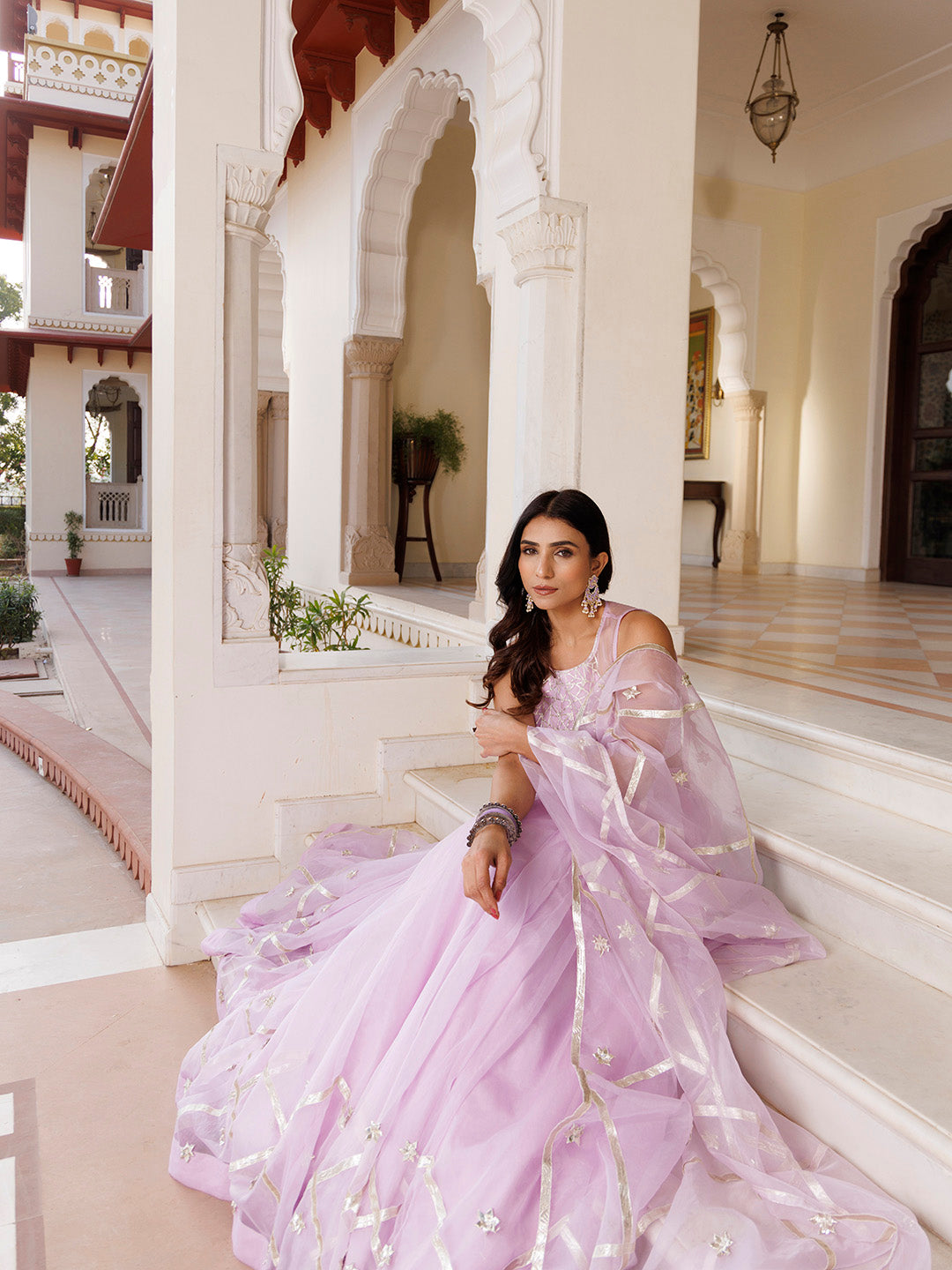 Petal Purple Organza Lehenga Set