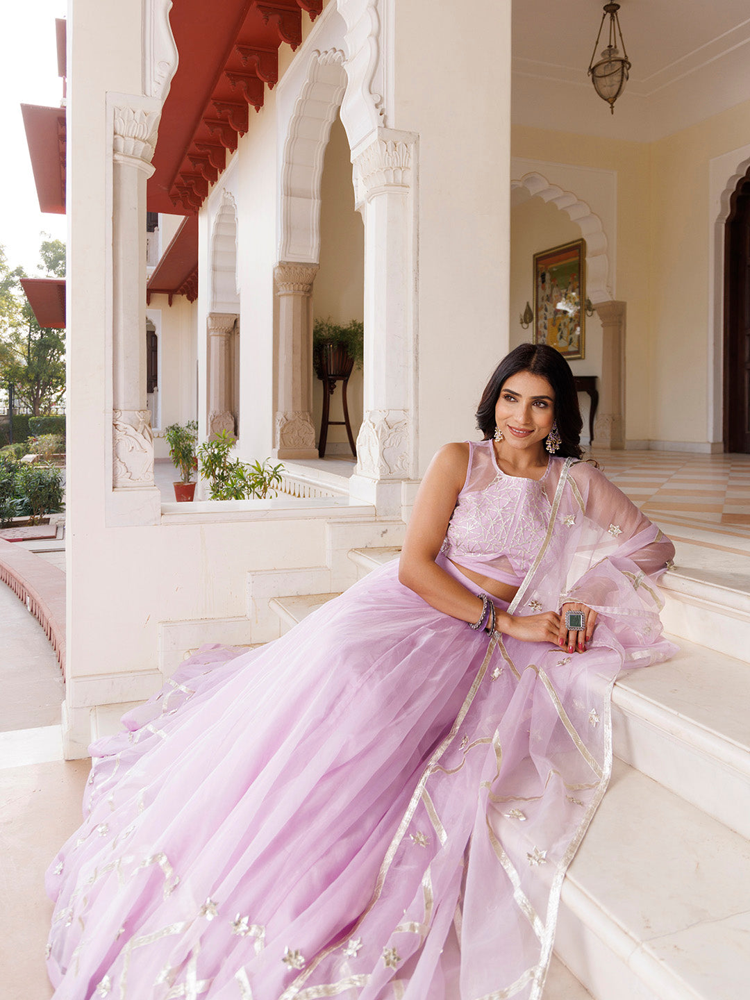 Petal Purple Organza Lehenga Set