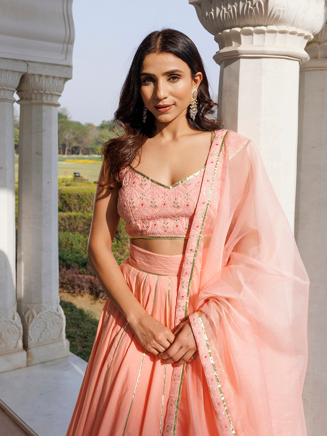 English Rose Cotton Embroidered Lehenga Set