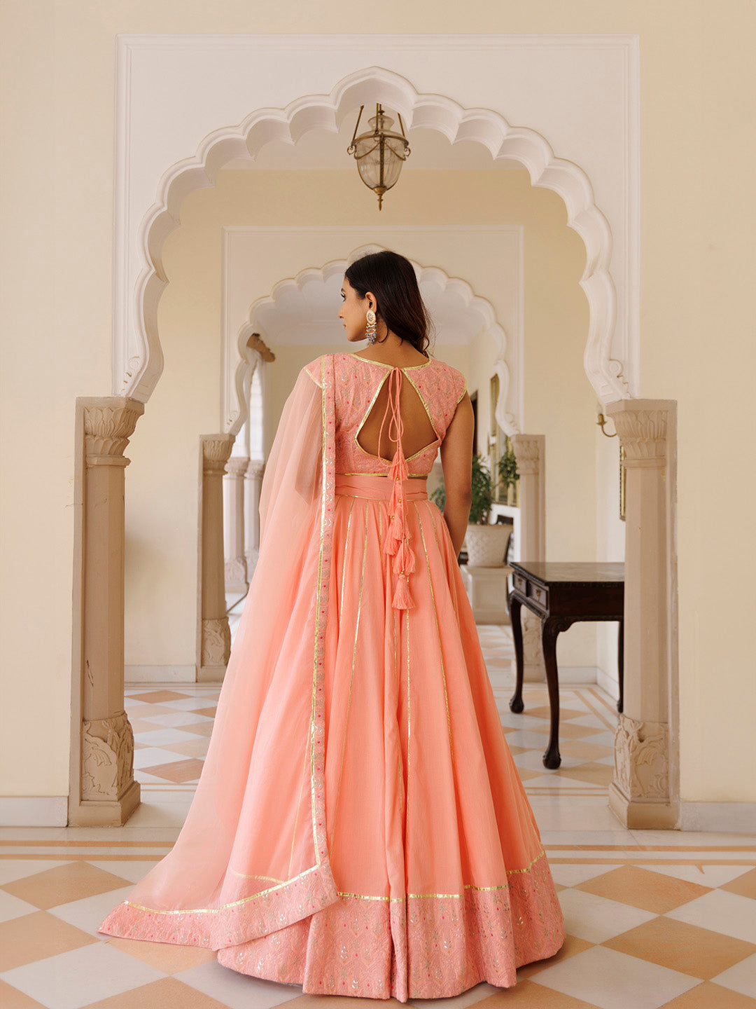 English Rose Cotton Embroidered Lehenga Set