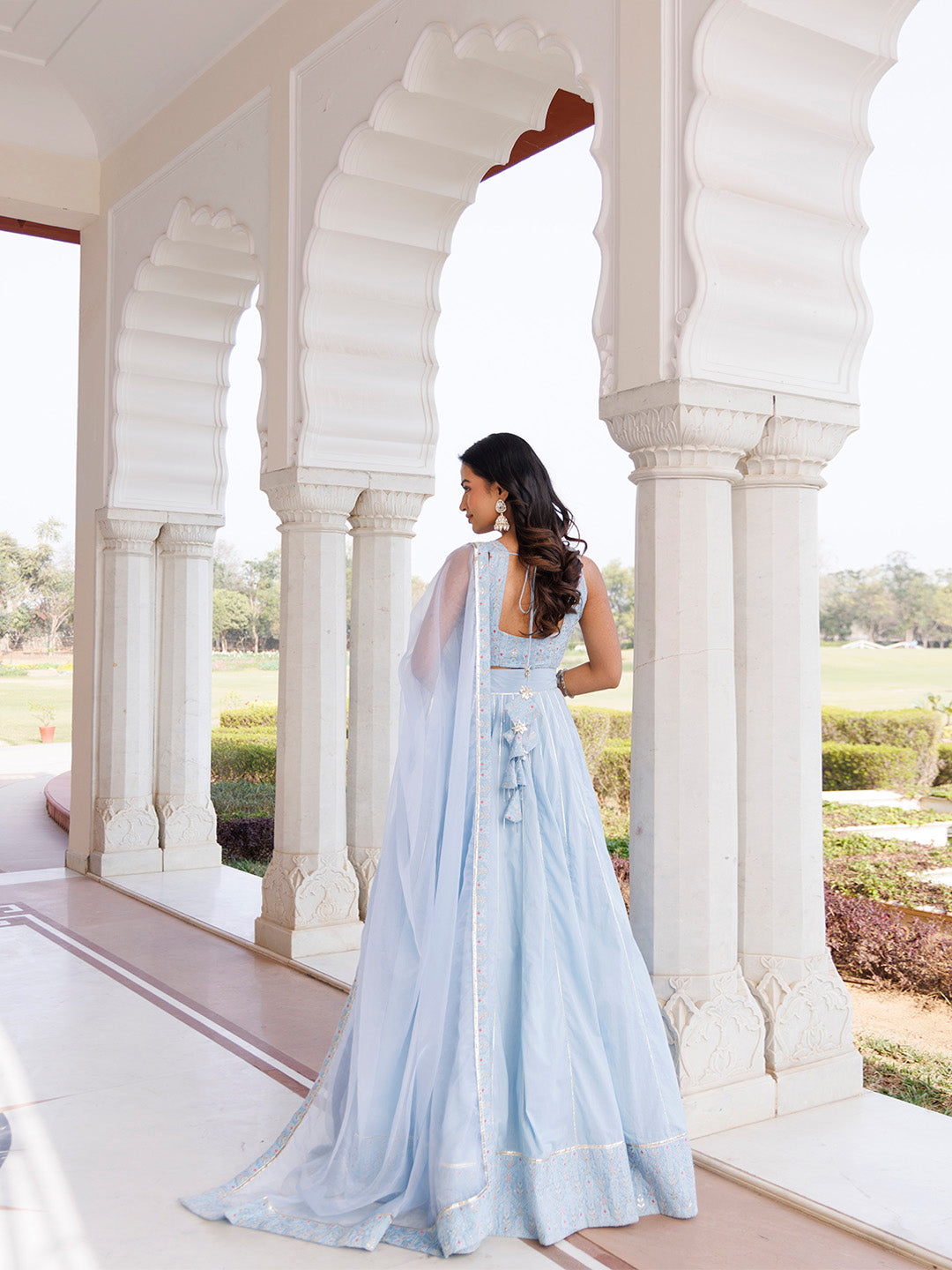 Ice Water Embroidery Cotton Lehenga Set