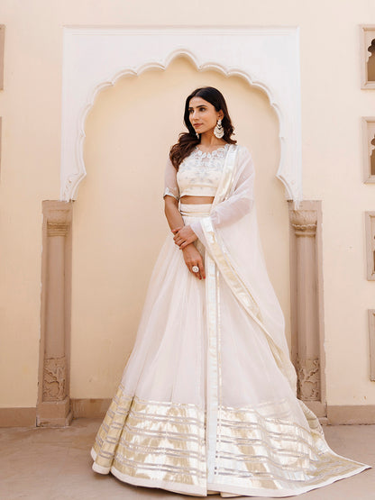 White Whisper Organza Lehenga Set