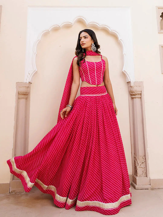 Quartz Pink Leheriya Lehenga Set RAGAVI