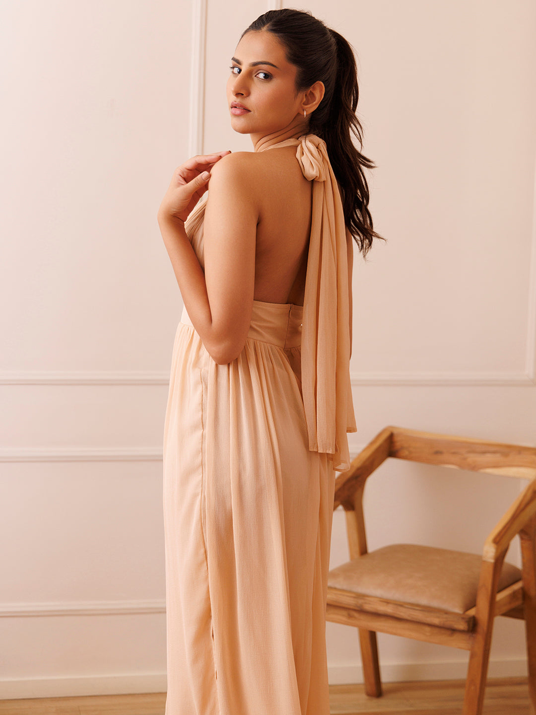 Country Home Nude Chiffon Dress