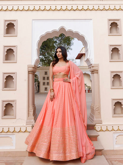Burnt Coral Lehenga Set
