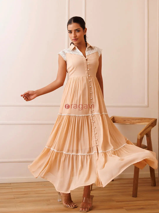 Mini Gerbera Nude Chiffon Dress - Ragavi