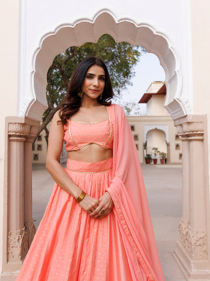Burnt Coral Lehenga Set