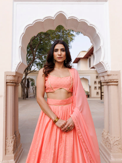 Burnt Coral Lehenga Set