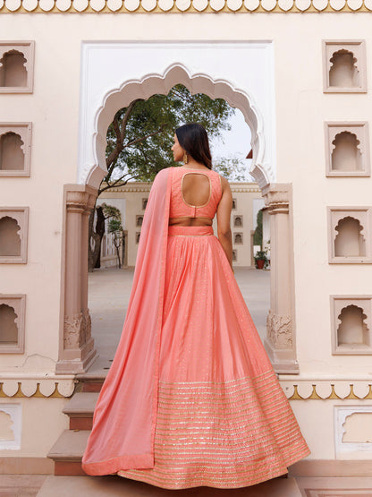 Burnt Coral Lehenga Set