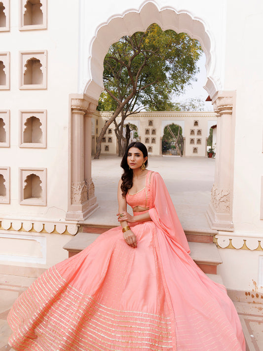 Burnt Coral Lehenga Set