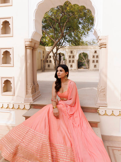Burnt Coral Lehenga Set
