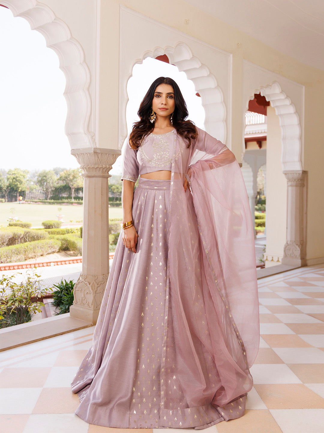 Deauville Mauve Purple Chanderi Lehenga set