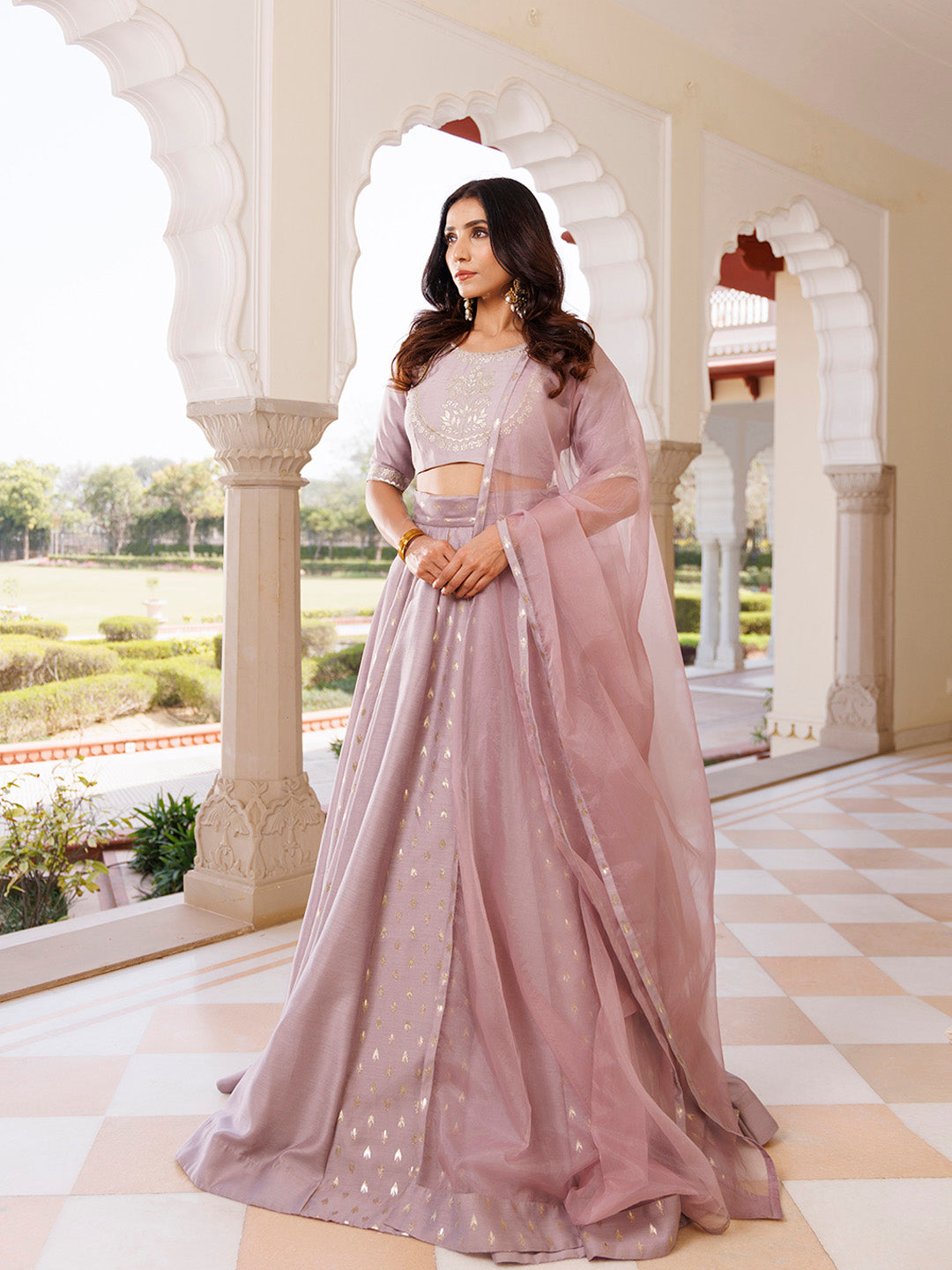 Deauville Mauve Purple Chanderi Lehenga set