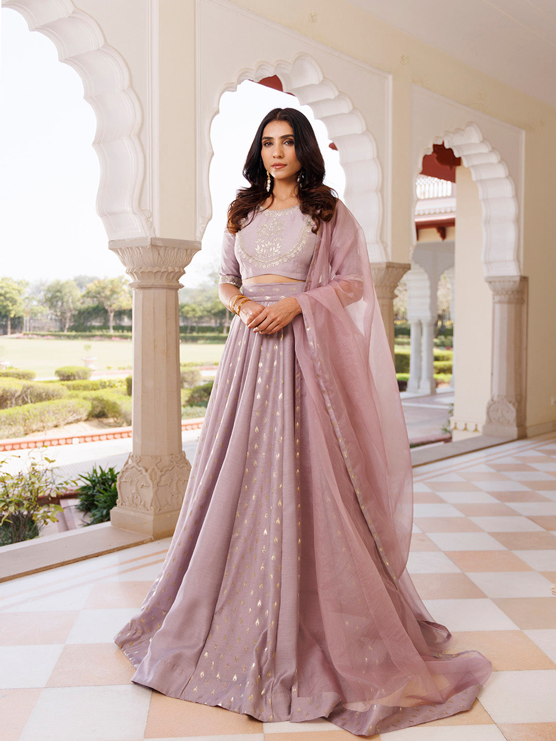 Deauville Mauve Purple Chanderi Lehenga set