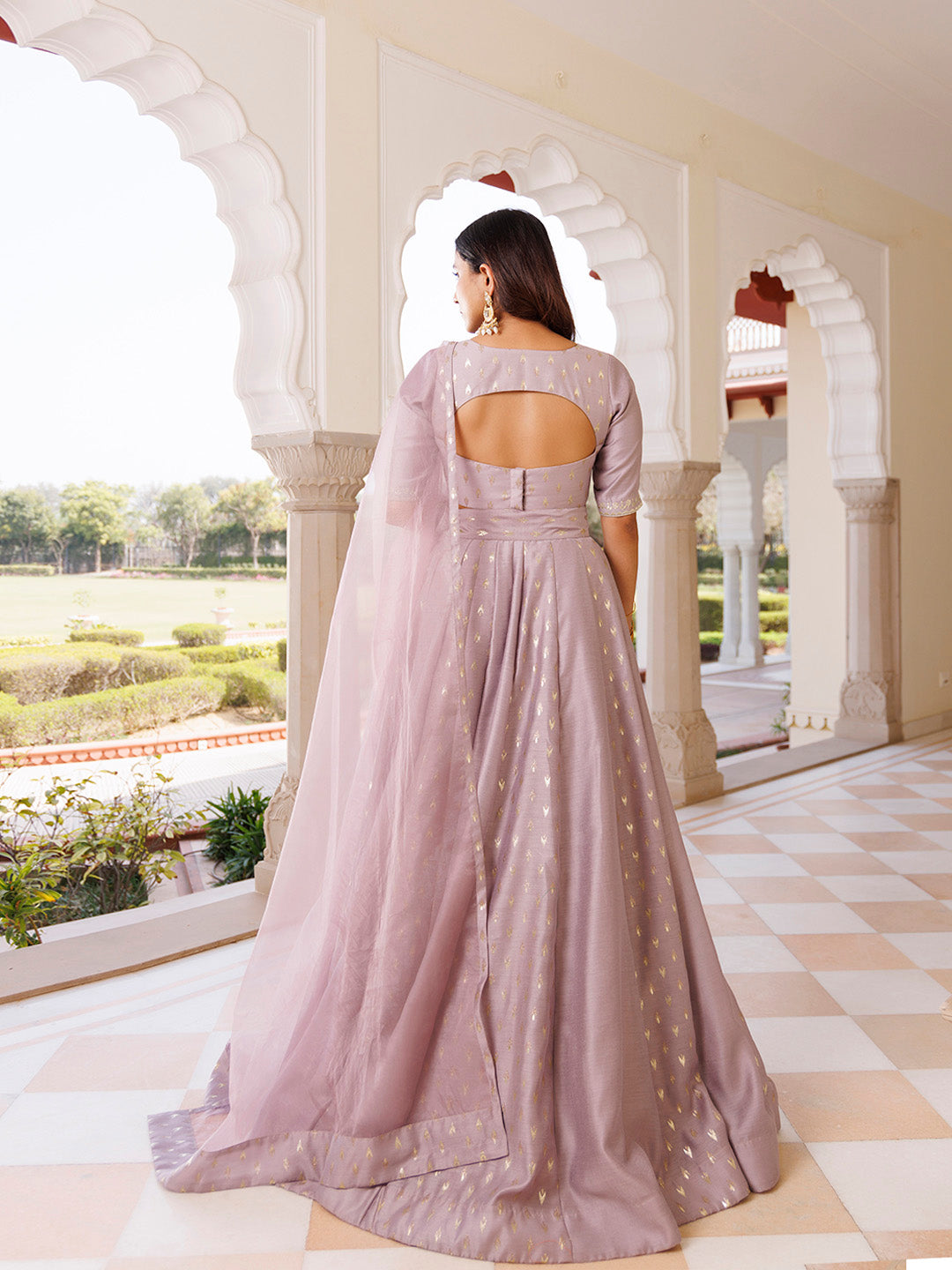 Deauville Mauve Purple Chanderi Lehenga set