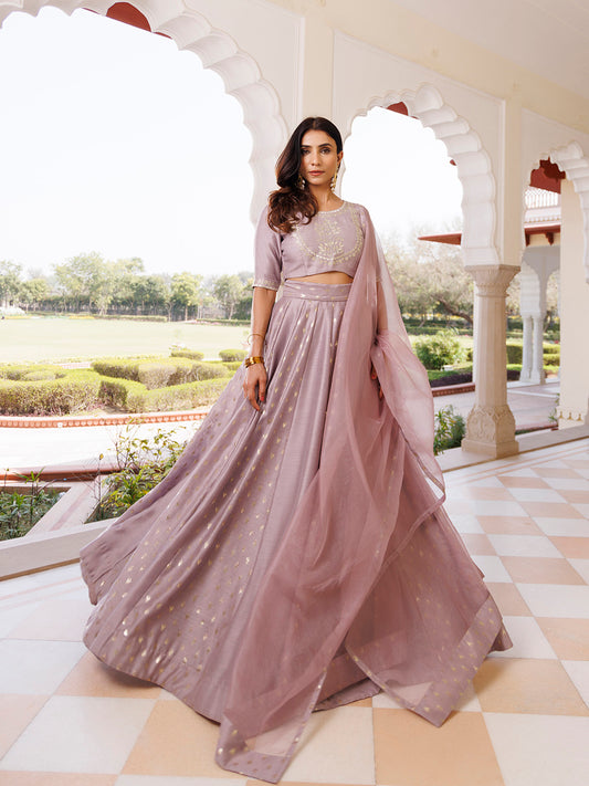 Deauville Mauve Purple Chanderi Lehenga set