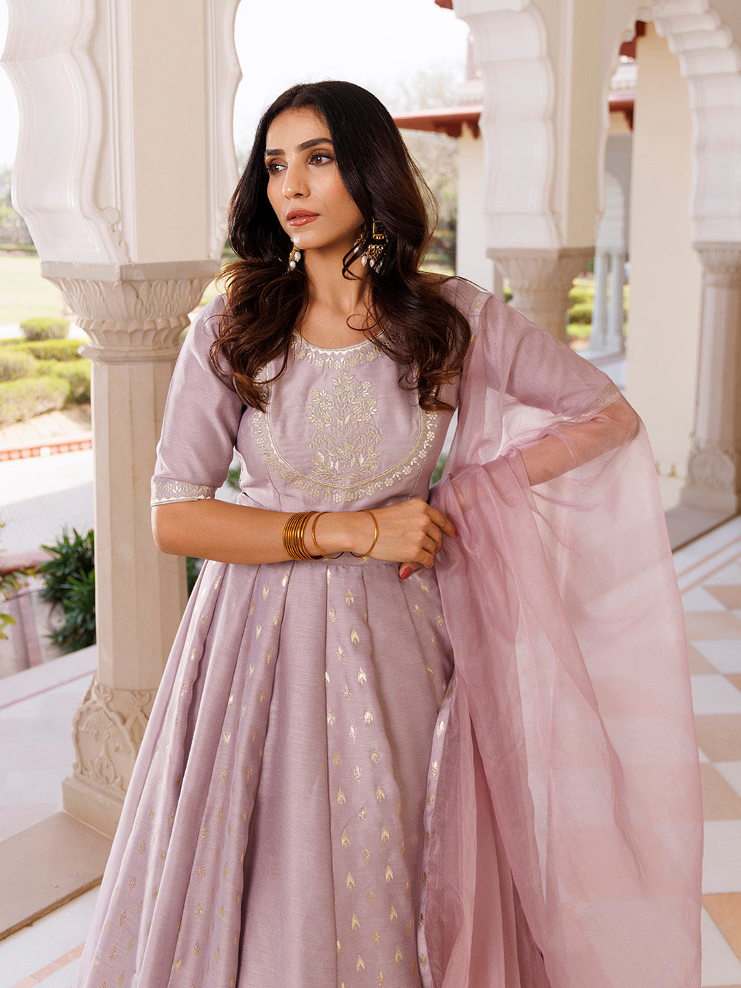 Deauville Mauve Purple Chanderi Lehenga set