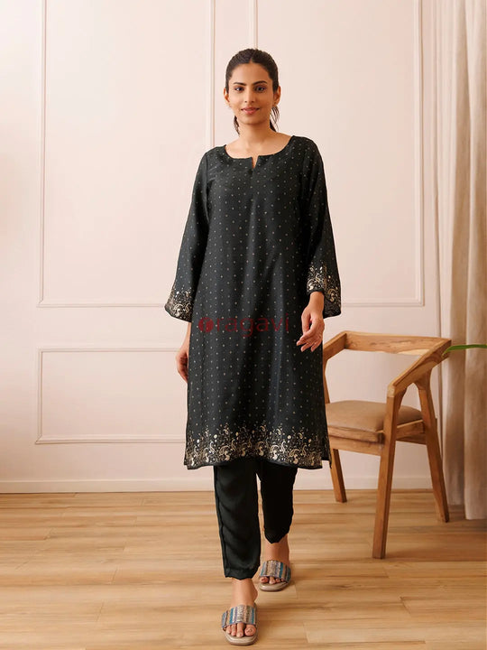 Castleton Green Gold Printed Kurta Set - Ragavi