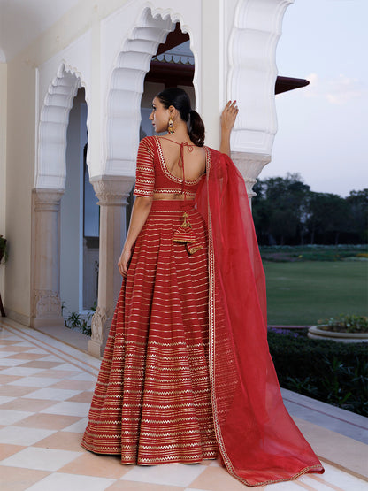 Merlot Red Cotton Lehenga Set