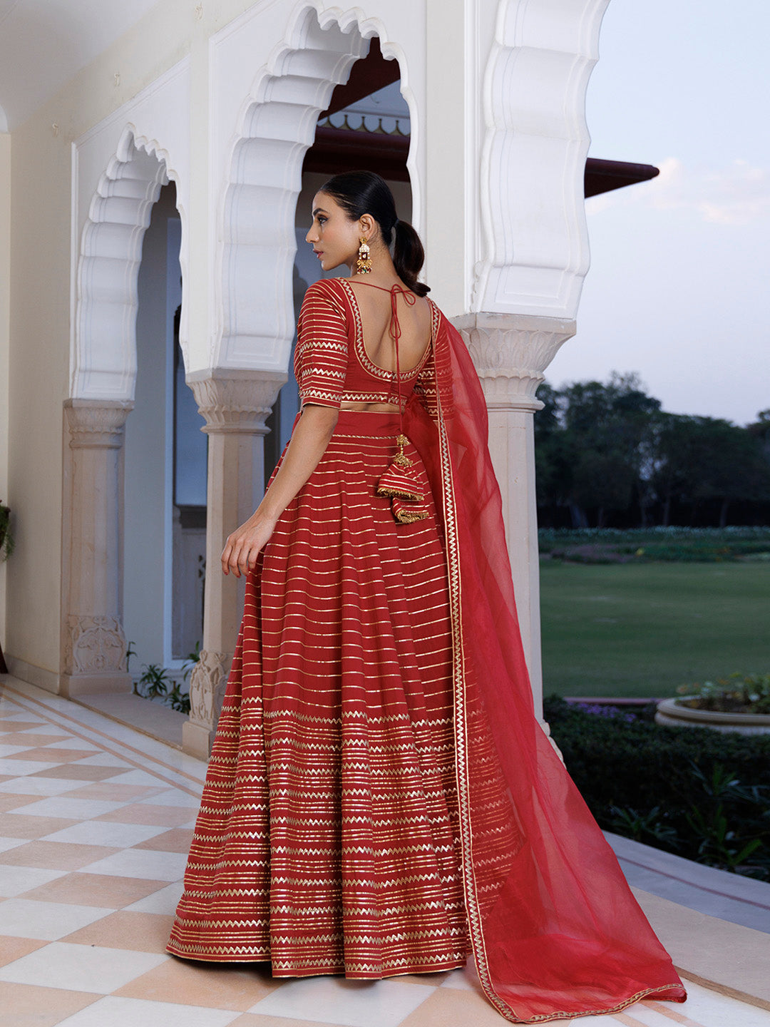 Merlot Red Cotton Lehenga Set