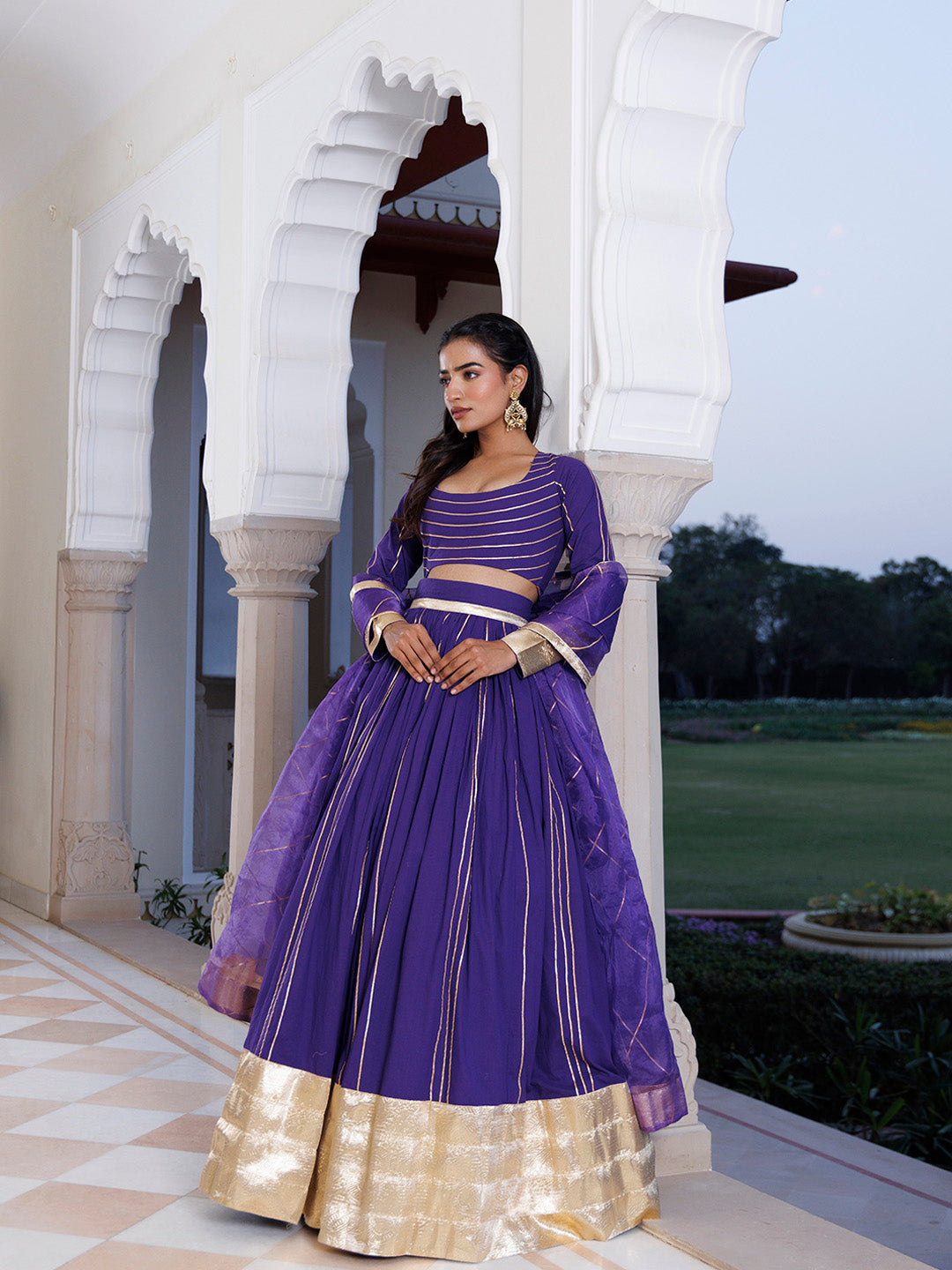 Purple Corallites Cotton Lehenga Set
