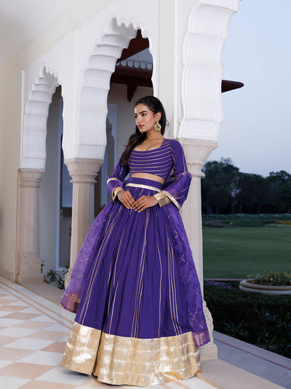 Purple Corallites Cotton Lehenga Set