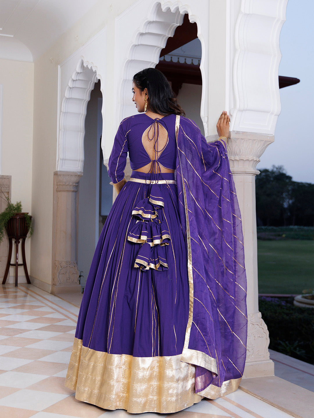 Purple Corallites Cotton Lehenga Set
