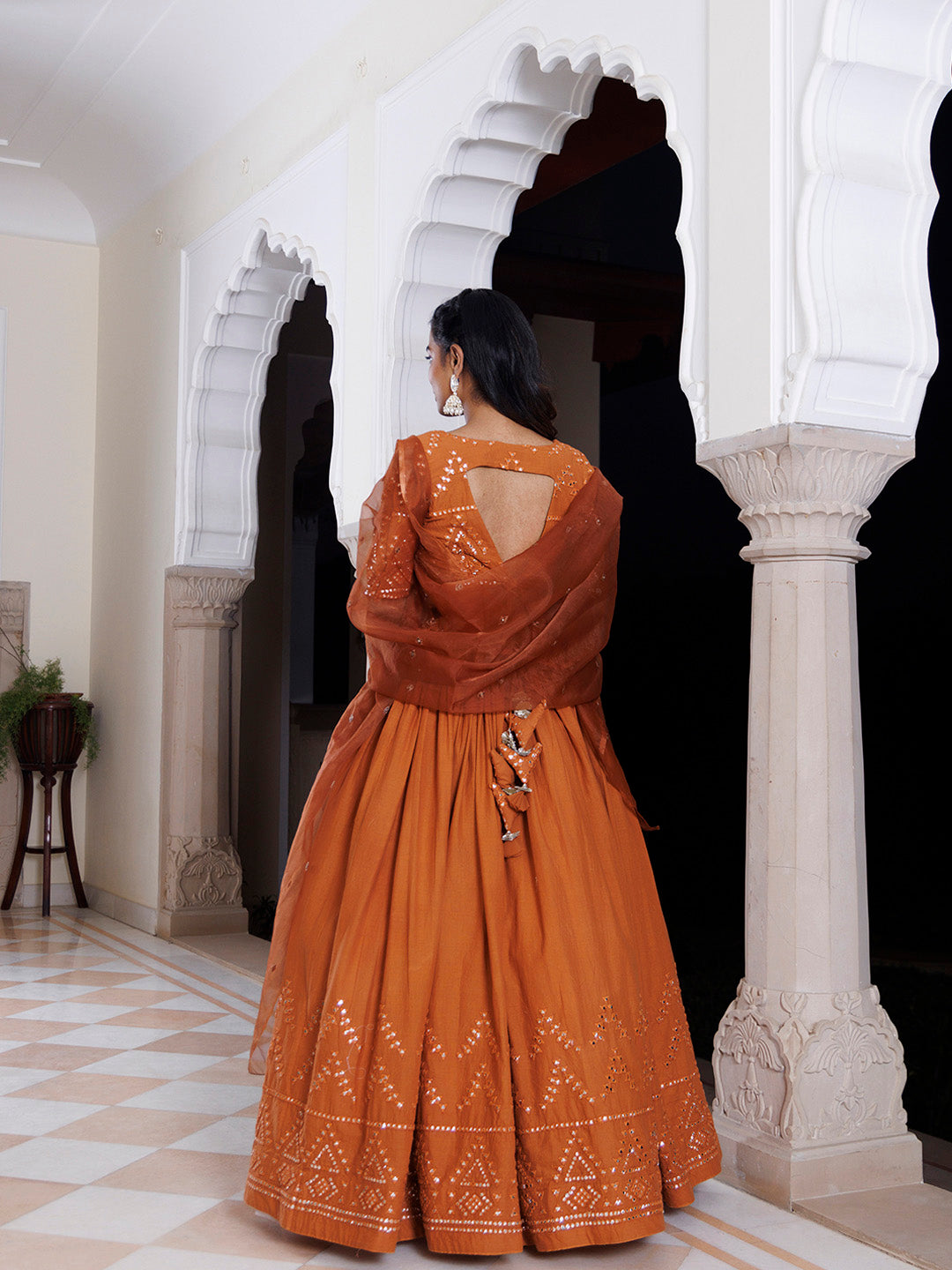 Mocha Bisque Brown Cotton Lehenga Set