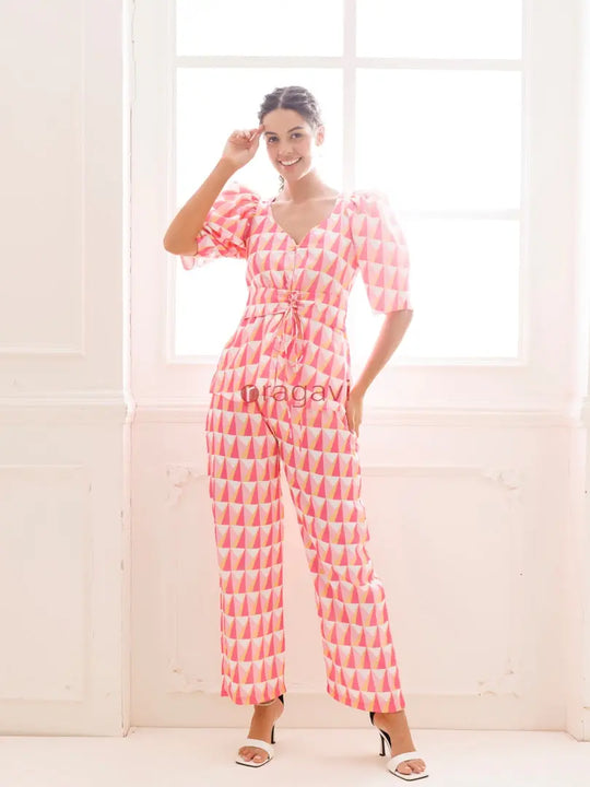 Procelain Rose Pink Co-ord Set - Ragavi