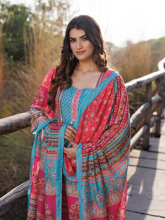 Persimmon Pink Muslin Kurta Set