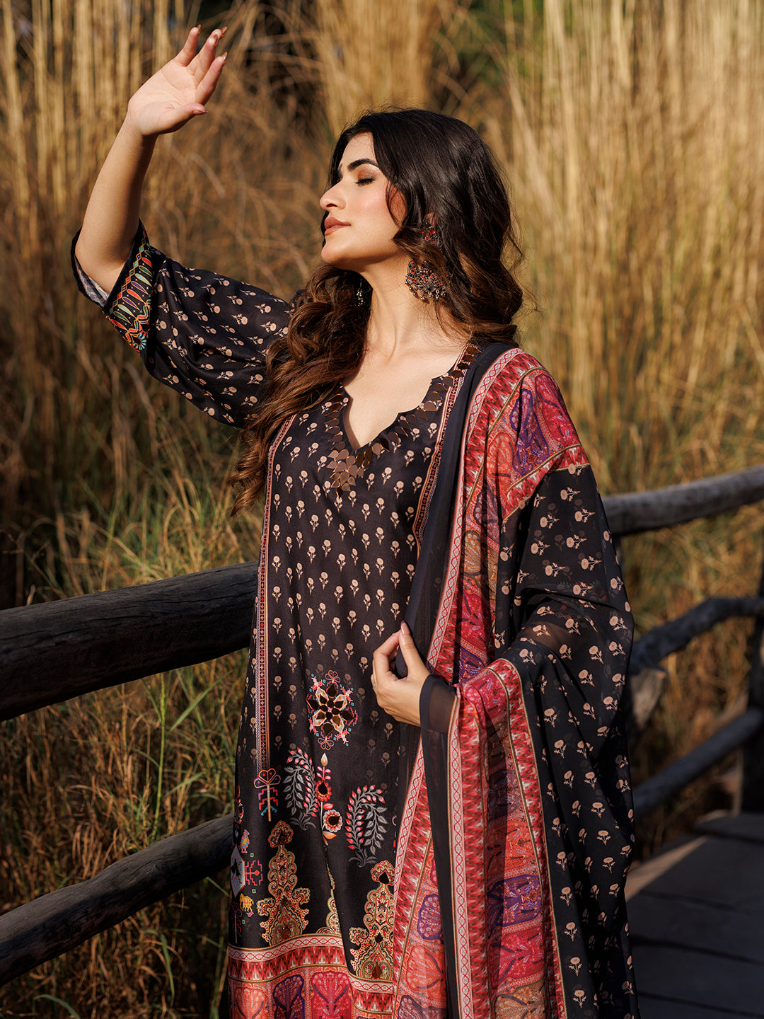 Ebony Black Muslin Kurta Set