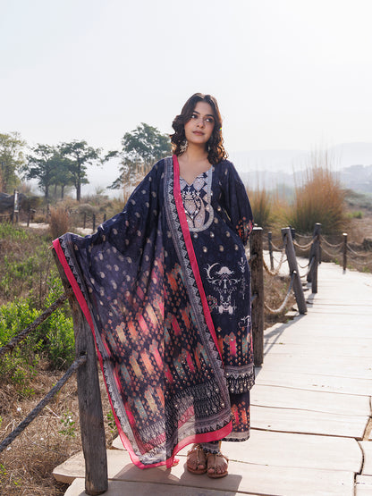 Nautical Blue Muslin Kurta Set