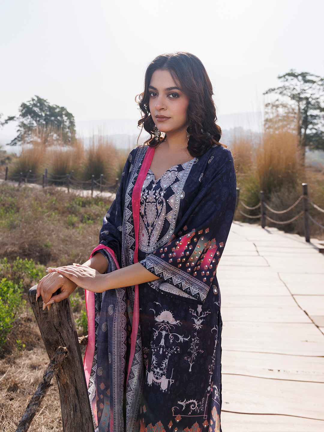 Nautical Blue Muslin Kurta Set