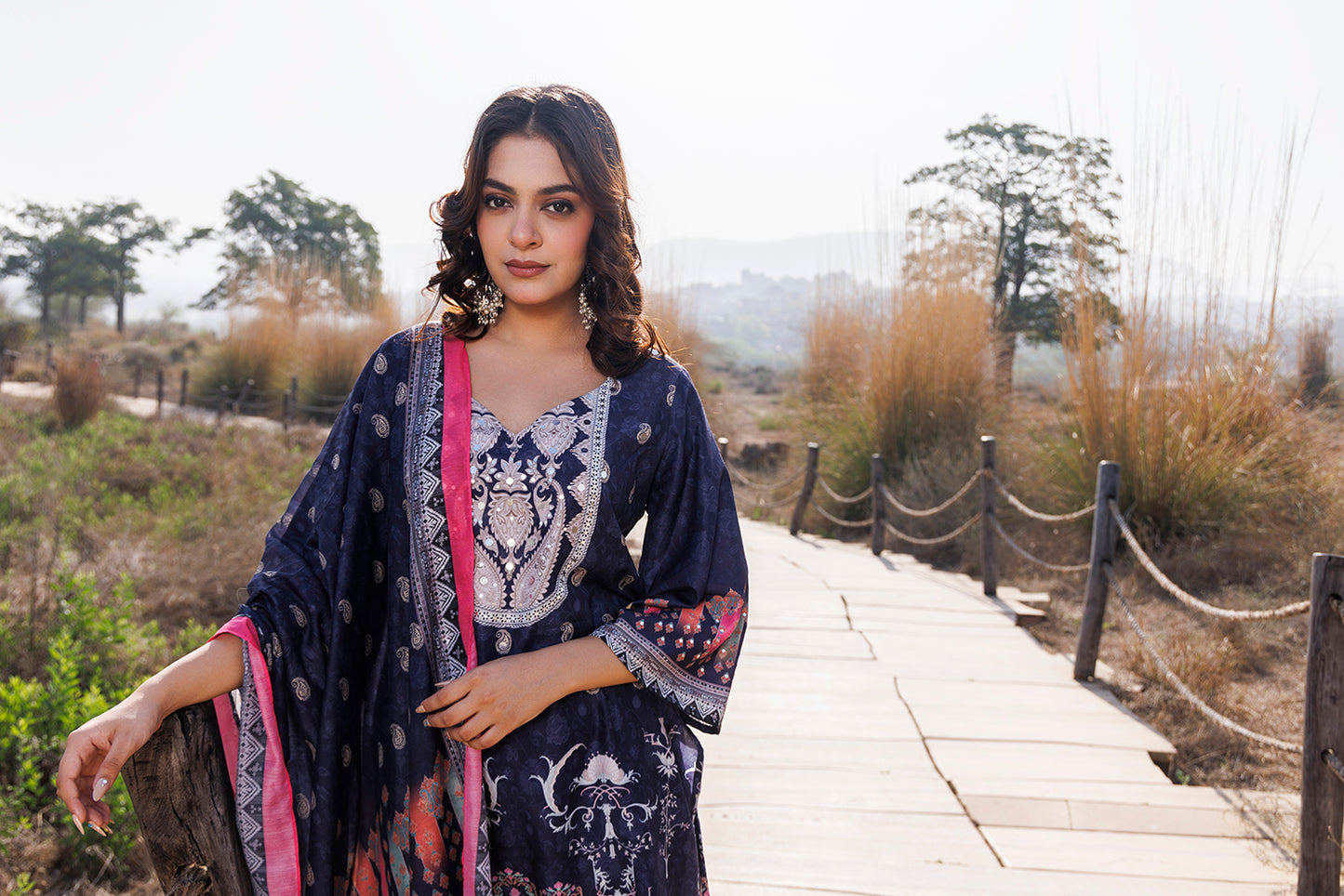Nautical Blue Muslin Kurta Set