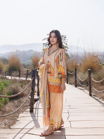 Misted Yellow Muslin Kurta Set