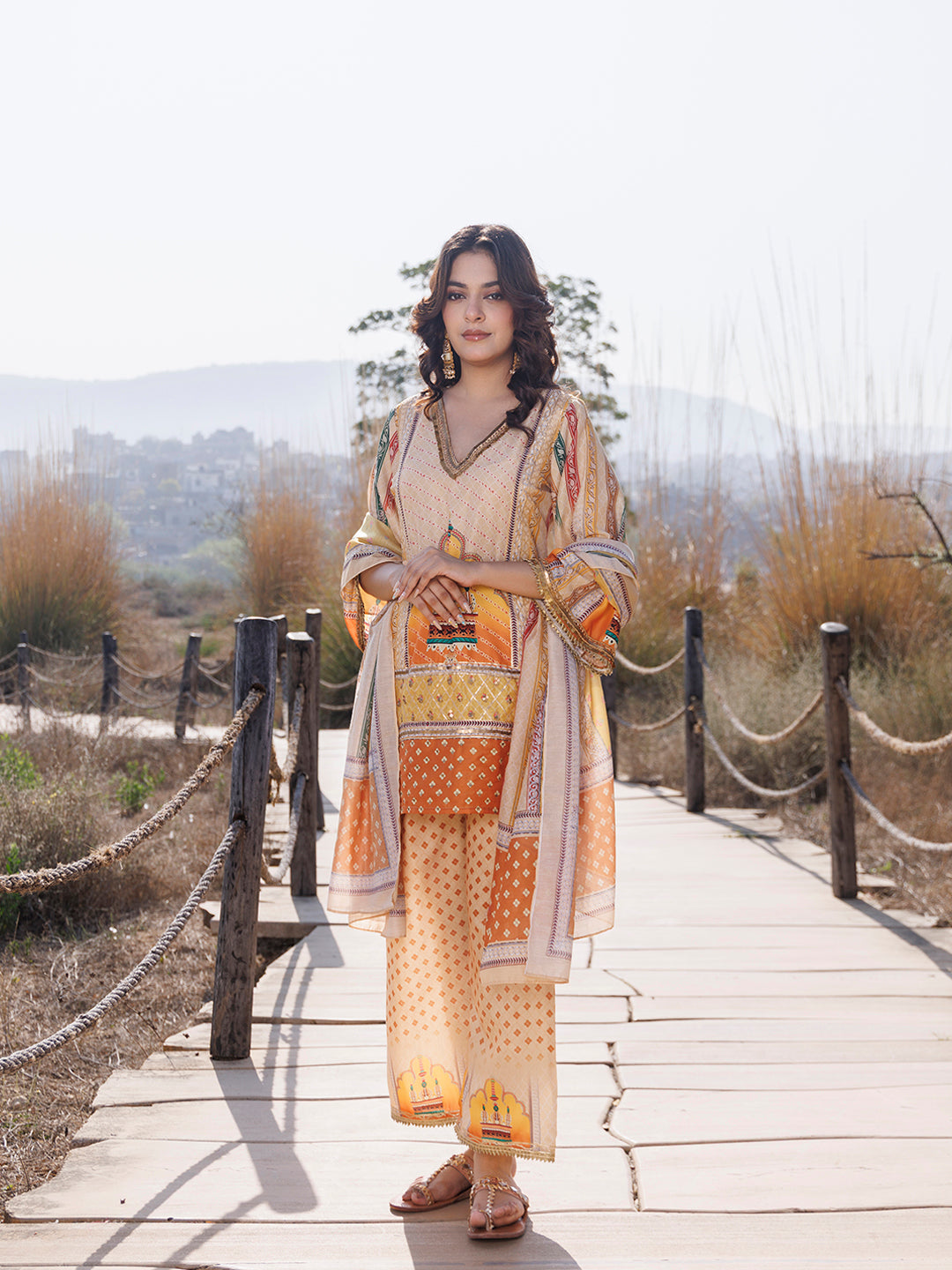 Misted Yellow Muslin Kurta Set