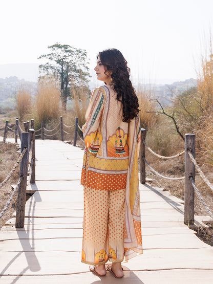 Misted Yellow Muslin Kurta Set